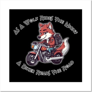 As A Wolf Rides The Night, A Biker Reads The Road - Cute Posters and Art
